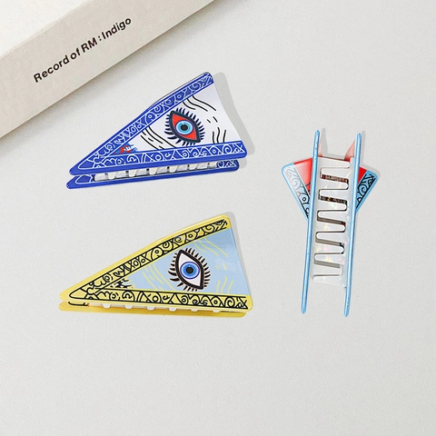 Simpatica Molla per Capelli in PVC con Malocchio Triangolare Retro Geometrica Grande Clip per Capelli Accessorio Donna
