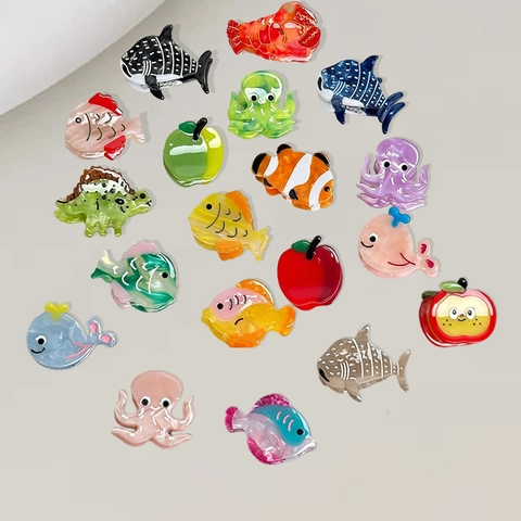 Mini Pinzas de Garra de Acetato de Animales Marinos de Dibujos Animados Pequeñas Pinzas Forma de Tiburón Pulpo Ballena Fruta para Mujer