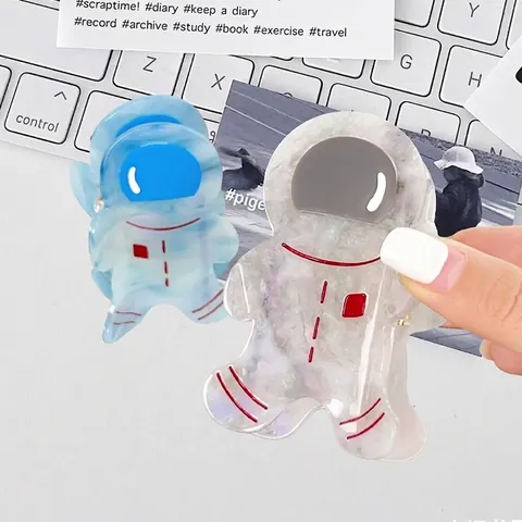 Linda Pinza para el Pelo de Astronauta de Acetato Textura de Mármol Diseño Humanoide Accesorio de Pelo para Mujer Moño