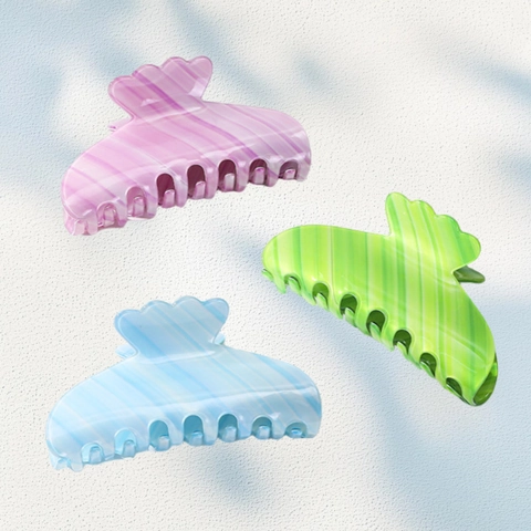 Acetate Striped Hair Claw Clip For Women Elegant Large Gradient Color Shark Clip Handmade Sweet Korean Style Hair Accessories