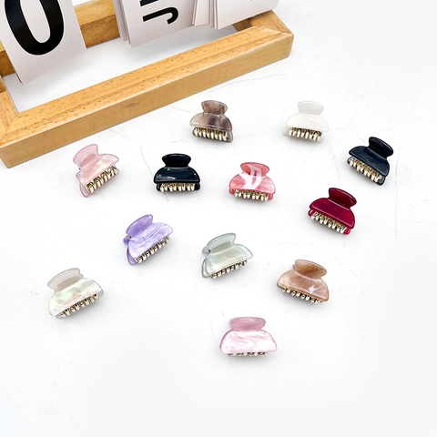Mini Pinzas de Pelo de Acrílico de Estilo Coreano para Mujer Minimalista Dulce Elegante Patrón de Mármol Pequeñas Pinzas de Pelo