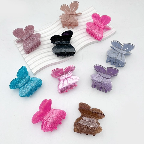 Acrylic Butterfly Hair Claw Clip Shimmer Glitter Shark Clip Korean Minimalist Fashion Hair Accessories For Women Girls