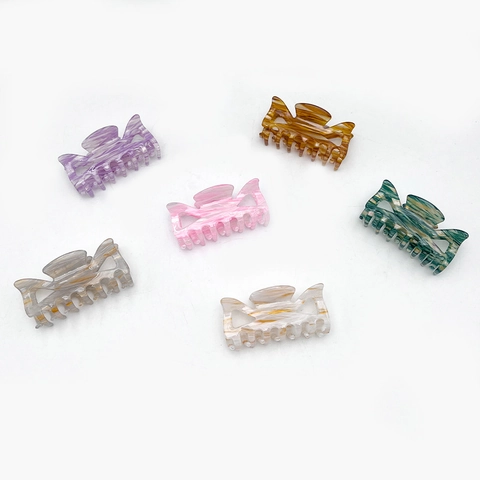 Marble Texture Acetate Hair Claw Clip Hollow Out Bow Shark Clip Elegant Daily Hair Styling Accessory For Women
