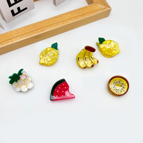Molle per Capelli in Acrilico a Forma di Frutta per Ragazze Bambini Limone Anguria Banana Kiwi Uva Pattern Accessorio Capelli