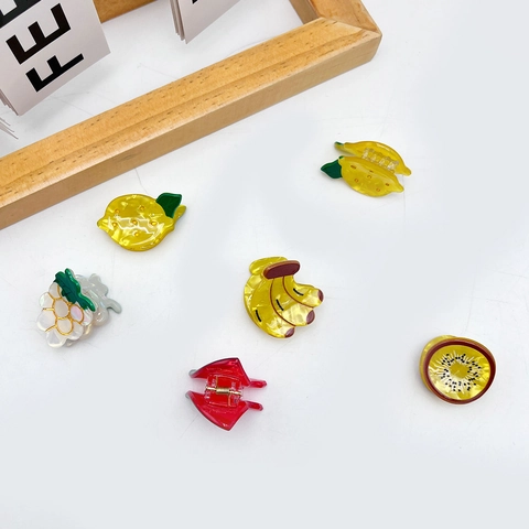 Molle per Capelli in Acrilico a Forma di Frutta per Ragazze Bambini Limone Anguria Banana Kiwi Uva Pattern Accessorio Capelli