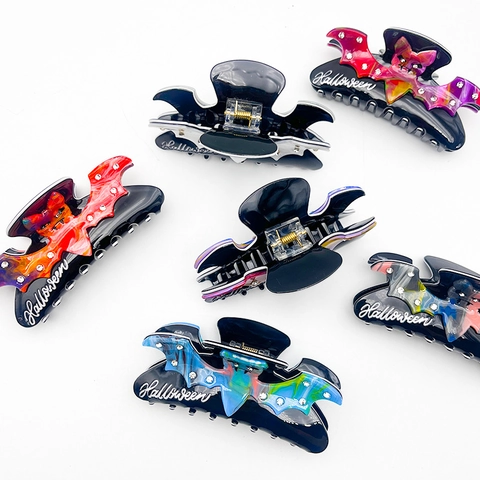 Halloween Vleermuis Haarklem Acetaat Gepersonaliseerde Strass Shark Clip Feestelijke Party Haaraccessoire Voor Vrouwen