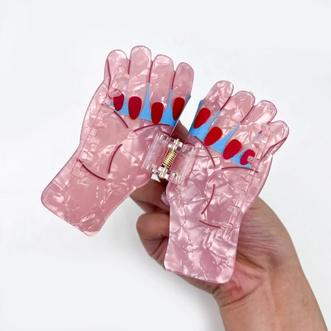 Lustige Kreative Handform Haarklammern Für Damen Acetat Marmor Textur Zigarette Feuerzeug Design Skurrile Haaraccessoires