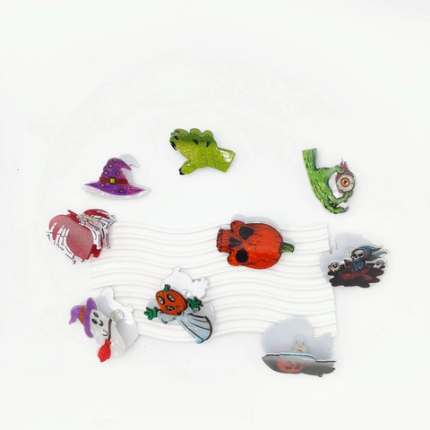 Halloween Acrylic Hair Claws For Women Spooky Cute Ghost Pumpkin Skeleton Witch Hat Bat Graphic Festive Party Hair Clips Hair Jewelry
