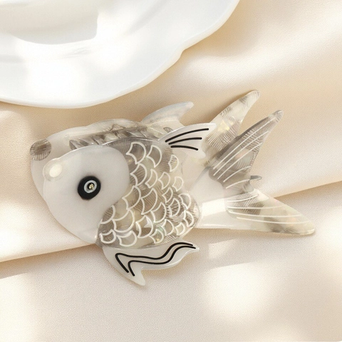 Neue Goldfisch Geformte Acetat Haarklammer Für Damen Mode Spleißen Haifisch Clip Fischschuppen Muster Sommer Urlaub Haarschmuck