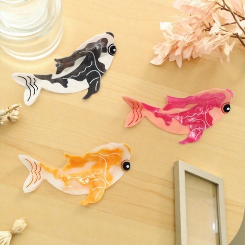 Simpatico Fermaglio per Capelli a Forma di Pesce Koi in Acetato Effetto Marmo Pinza Squalo Antiscivolo Grande Accessorio per Capelli Donna
