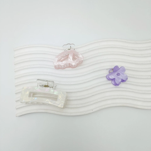 Pince à Cheveux en Acrylique Irisé Rose Papillon Fleur Violette Rectangle Barrette de Mode Femmes Accessoires Cheveux
