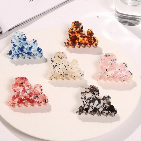 Modische Mehrfarbige Marmor PVC Haarklammern Für Damen Lustiges Welpen Tier Design Elegante Rutschfeste Haarklammern Täglicher Haarschmuck