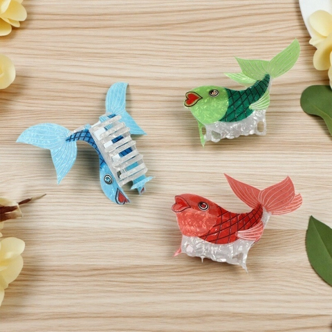 Acetate Fish Hair Claw Clip Ocean Carp Shape Shark Clip Retro Large Hair Jaw Clip For Women Thick Hair Non-Slip Hair Accessories