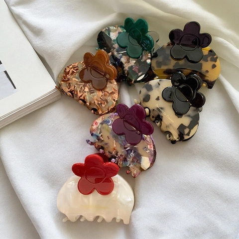Pinza per Capelli in Acetato con Fiore Francese Vintage Elegante Grande Tartarugato Accessori per Capelli di Lusso Donna
