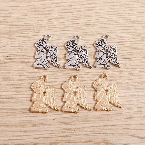 Vintage Zinc Alloy Angel Charms For Jewelry Making DIY Bracelet Necklace Keychain Pendant Praying Angel Wings Pendants Decorative Crafts