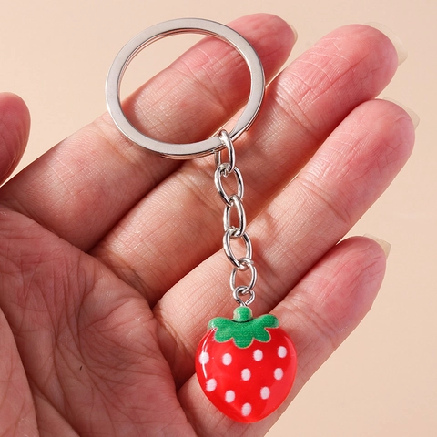 Portachiavi Creativo di Frutta di Simulazione Resina Fragola Banana Mango Cachi Forma Ciondolo per Borsa Donna Uomo Zaino Decorazione Portachiavi