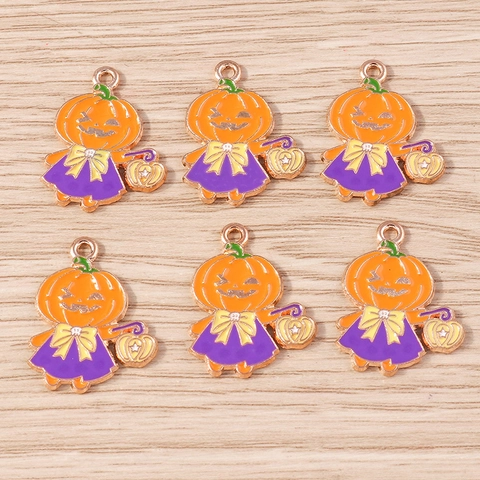 Halloween Cartoon Zinklegierung Emaille Kürbis Hexe Kochende Katze Anhänger Für DIY Schmuckherstellung Feiertagsdekoration Charms