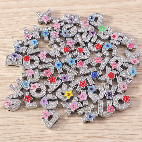 Colgantes de Letras del Alfabeto para Hacer Joyas DIY Amuletos de Aleación con Diamantes de Imitación Esmalte Mezclado Flor Corazón