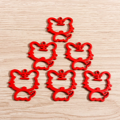 Ciondolo in Lega di Zinco Smaltato a Forma di Tigre Rossa in Stile Cinese per Braccialetti Collane Portachiavi Fai-da-te Accessori per Gioielli
