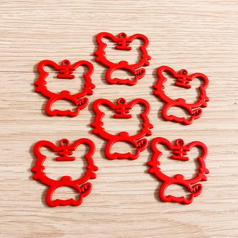 Ciondolo in Lega di Zinco Smaltato a Forma di Tigre Rossa in Stile Cinese per Braccialetti Collane Portachiavi Fai-da-te Accessori per Gioielli