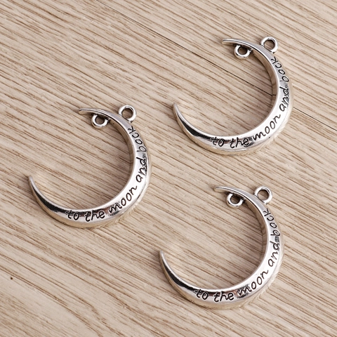 Vintage Halve Maan Hangers Zinklegering Gravering To The Moon And Back Zilver Charms Voor DIY Sieraden Maken Accessoires