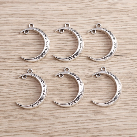 Vintage Halve Maan Hangers Zinklegering Gravering To The Moon And Back Zilver Charms Voor DIY Sieraden Maken Accessoires