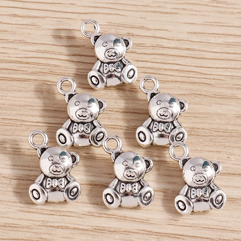 Retro 3D Bear Animal Alloy Charms Antique Silver Metal Bear Pendants For DIY Bracelet Necklace Jewelry Making Accessories