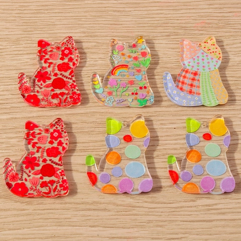 Simpatici Ciondoli in Resina Plastica a Forma di Gatto Cartone Animato per Creazione Gioielli Fai da Te Accessori Portachiavi Multicolore