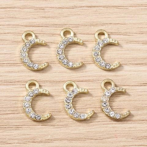 Legierung Strass Mond Stern Anhänger Für DIY Schmuckherstellung Zubehör Mode Vergoldet Versilbert Charms Für Halskette