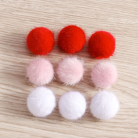 Soft Fabric Plush Pom-pom Charms With Metal Loop For DIY Jewelry Making Earrings Keychain Accessories Round Fuzzy Ball Pendants