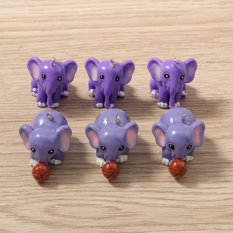 Simpatici Ciondoli a Forma di Elefante Viola in Resina Animali Portafortuna Accessori per Creazione di Gioielli Fai da Te