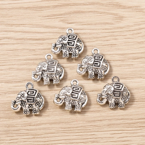 Ciondoli a Elefante in Lega di Zinco Vintage Con Motivo Geometrico Floreale Ciondoli DIY per Collana Bracciale Orecchini Artigianato