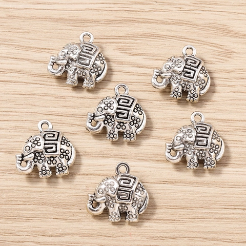 Ciondoli a Elefante in Lega di Zinco Vintage Con Motivo Geometrico Floreale Ciondoli DIY per Collana Bracciale Orecchini Artigianato