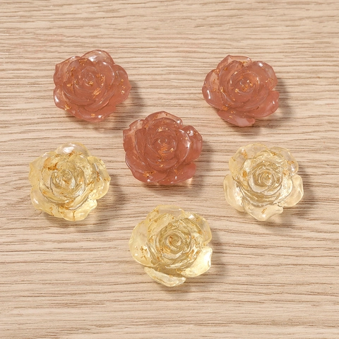 Japanischer Stil Rose Blume Charms Goldfolie Eingelegt DIY Armband Halskette Schlüsselanhänger Herstellung Zubehör Mode Schmuck Komponenten