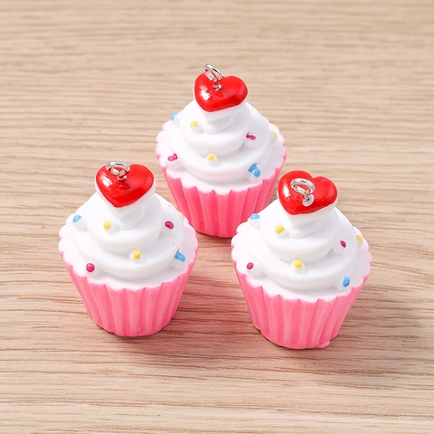 Hars Cupcake Bedeltjes Met Hart Kleurrijke Sprinkles DIY Sieraden Maken Hangers Voor Ketting Armband Sleutelhanger Cadeau