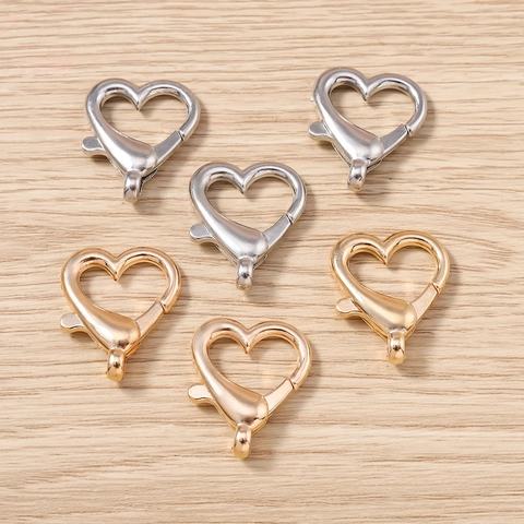 Chiusura a Moschettone a Forma di Cuore in Lega di Zinco Gancio Girevole per Creazione Gioielli DIY Accessori Portachiavi Oro Argento