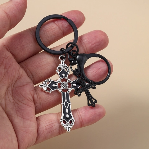 Portachiavi Gotico Scuro Croce Stella Luna Lega di Zinco Metallo Hip Hop Punk Ciondolo Decorazione Borsa Regalo Uomo Donna