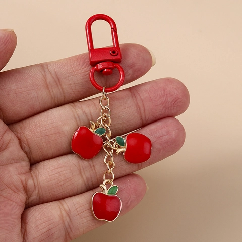 Zinc Alloy Enamel Fruit Keychain Cute Apple Grape Bag Pendant Fashionable Backpack Hanging Decoration For Handbag Women