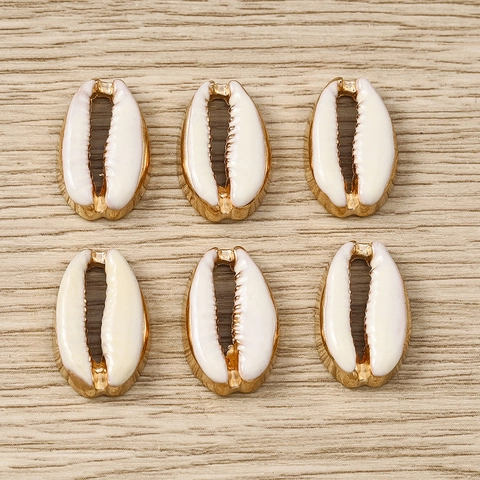 Accessori per Gioielli Fai da Te Ciondoli in Conchiglia Naturale Lega di Zinco Placcati Oro per Collane Braccialetti Portachiavi