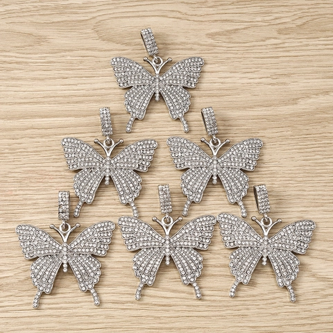 Exquisite Zinc Alloy Rhinestone Butterfly Pendant For DIY Necklace Bracelet Making Hip Hop Iced Out Jewelry Hanging Piece