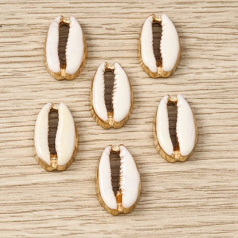 Accessori per Gioielli Fai da Te Ciondoli in Conchiglia Naturale Lega di Zinco Placcati Oro per Collane Braccialetti Portachiavi