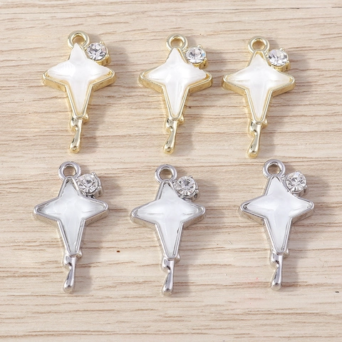 Ciondoli a Forma di Stella a Quattro Punte in Lega di Moda con Strass Accessori per Gioielli Fai-da-te Ciondoli a Stella in Resina Intarsiata per Collane Braccialetti Donna