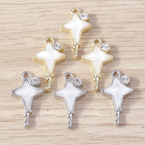 Ciondoli a Forma di Stella a Quattro Punte in Lega di Moda con Strass Accessori per Gioielli Fai-da-te Ciondoli a Stella in Resina Intarsiata per Collane Braccialetti Donna