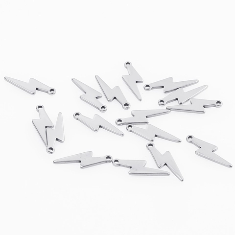 Stainless Steel Lightning Bolt Pendants For DIY Jewelry Making Vacuum Plated Mini Lightning Charms For Necklace Earring Accessory
