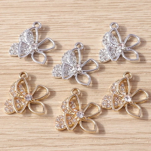 Exquise Vlinder Zinklegering Strass Hangers Hol Dier Ontwerp Voor DIY Ketting Armband Maken Sieraden Accessoires