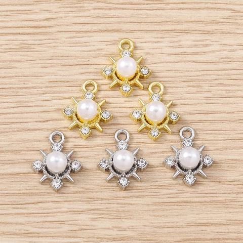 Ciondoli a Fiocco di Neve con Perle e Strass in Lega di Zinco per Collane Bracciali Creazione di Gioielli DIY