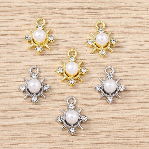 Ciondoli a Fiocco di Neve con Perle e Strass in Lega di Zinco per Collane Bracciali Creazione di Gioielli DIY