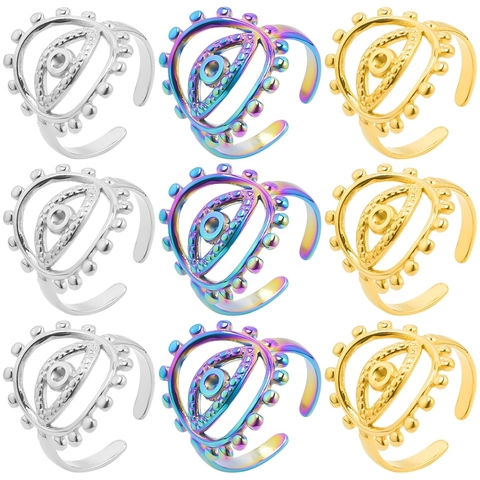 Vintage Edelstahl Ring Verstellbar Böser Blick Muster Ausgehöhltes Design Offener Fingerring Für Damen Herren Schmuck