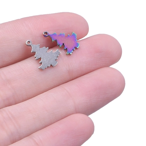 Roestvrijstalen Kerstboom Hangers Gegalvaniseerd Regenboog Zilver Voor DIY Oorbel Sieraden Maken Handwerk Benodigdheden