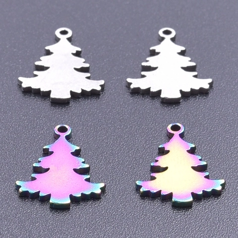 Roestvrijstalen Kerstboom Hangers Gegalvaniseerd Regenboog Zilver Voor DIY Oorbel Sieraden Maken Handwerk Benodigdheden
